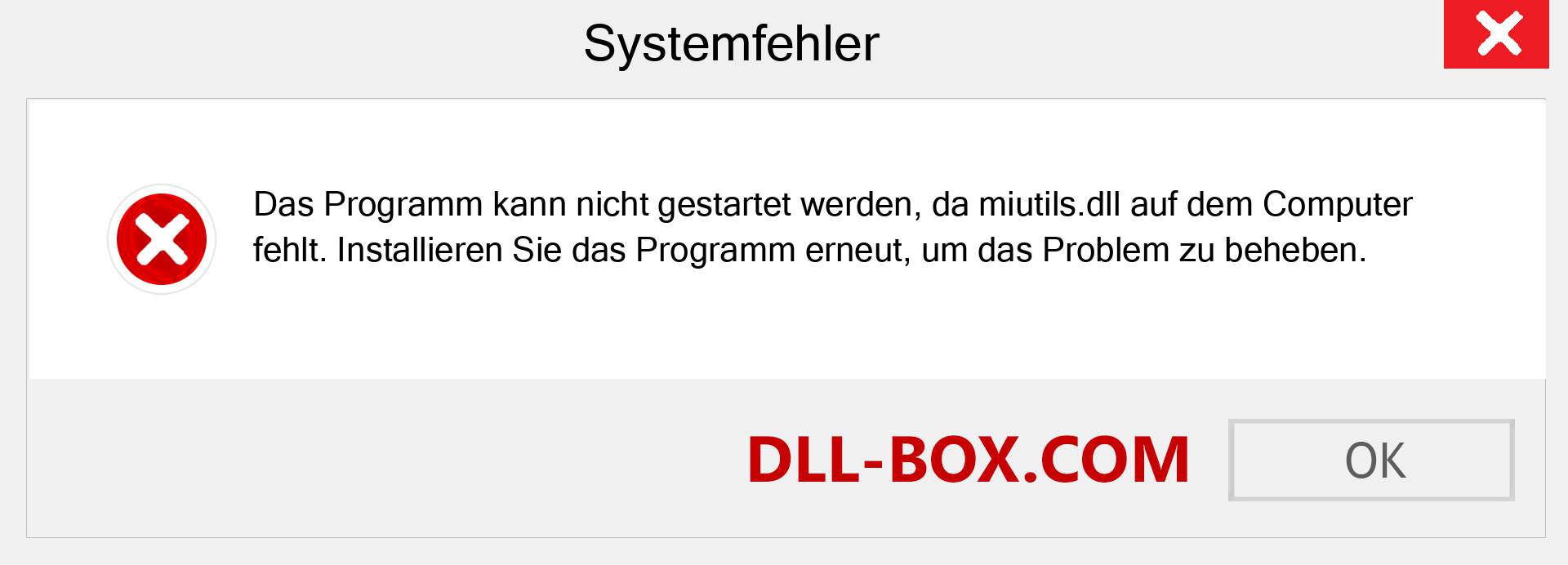 miutils.dll-Datei fehlt?. Download für Windows 7, 8, 10 - Fix miutils dll Missing Error unter Windows, Fotos, Bildern