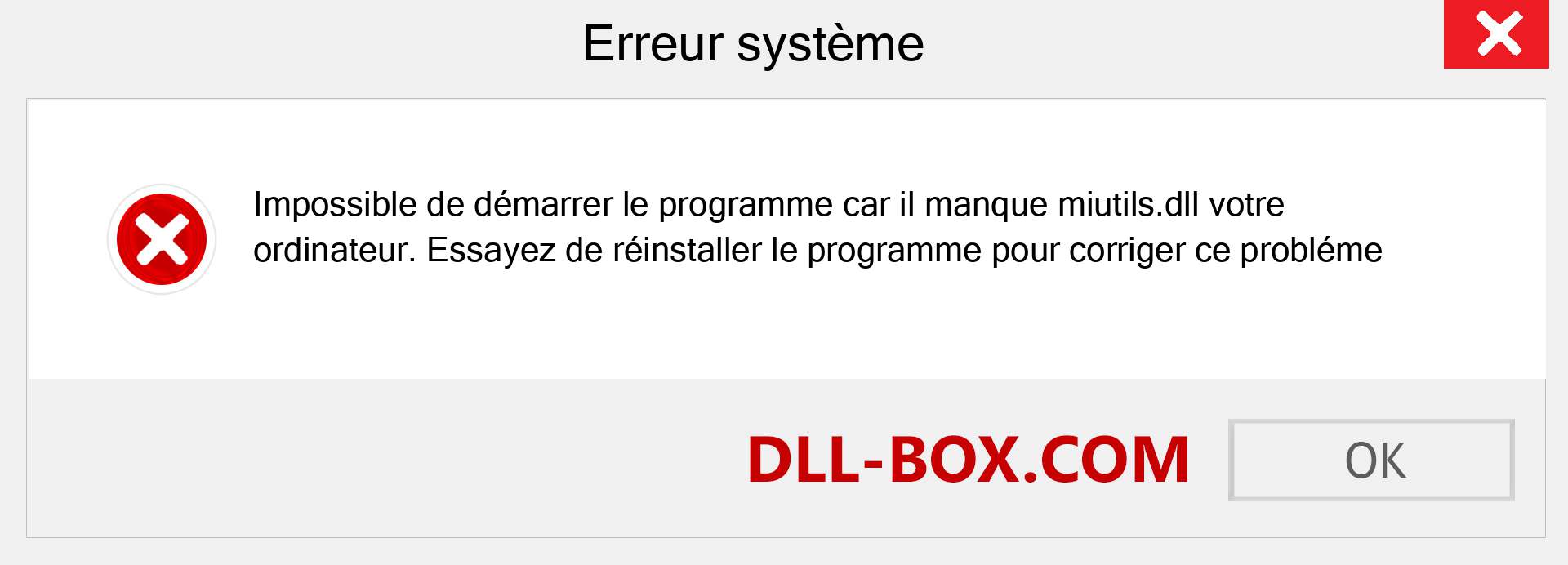 Le fichier miutils.dll est manquant ?. Télécharger pour Windows 7, 8, 10 - Correction de l'erreur manquante miutils dll sur Windows, photos, images