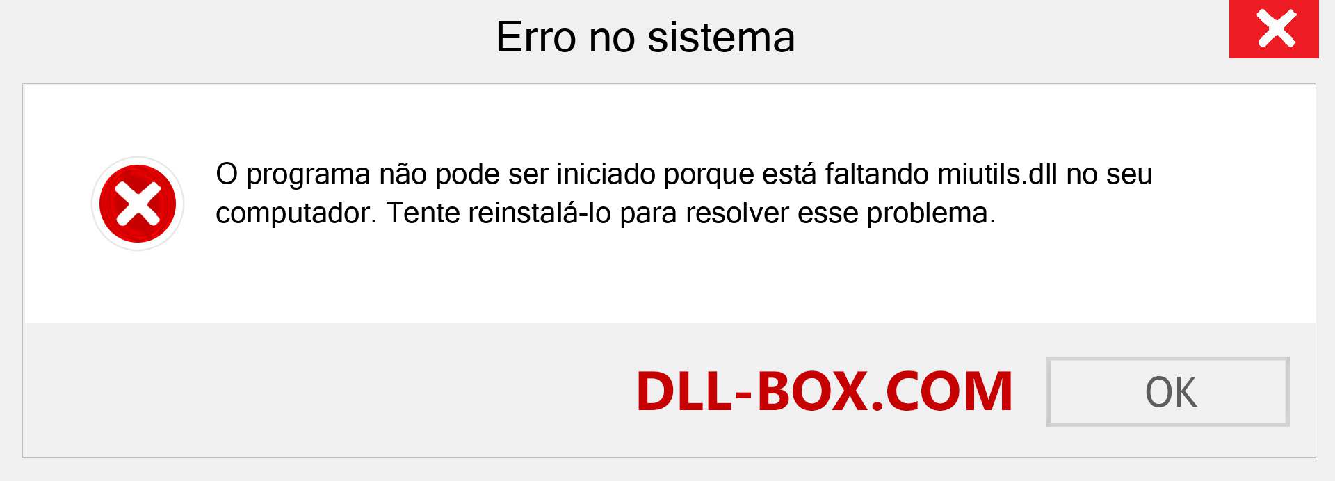 Arquivo miutils.dll ausente ?. Download para Windows 7, 8, 10 - Correção de erro ausente miutils dll no Windows, fotos, imagens